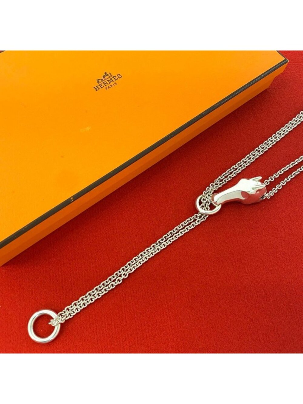 Hermes Gallop Necklace 925 Sterling Silver